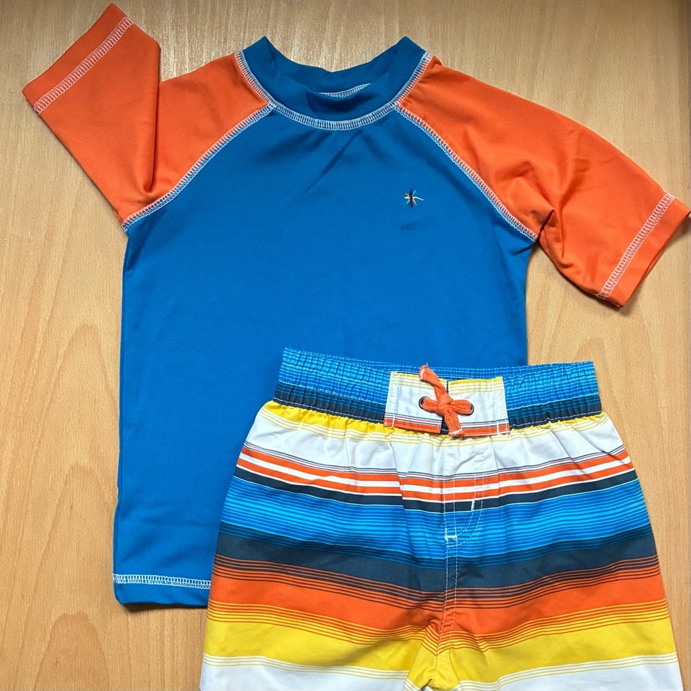 TRULY Kids Swim Rashguard - Blue and Orange